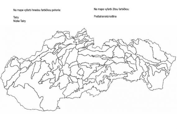 Prazdna mapa Slovenska geomorfologická. Tatry