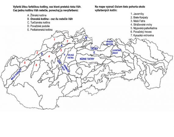 Pohoria. Orava, Kysuce, Žilina, Trenčín, Myjava. Riešenie