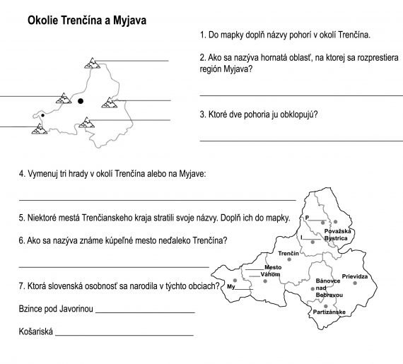 Trenčín. Myjava. Vlastiveda 4. ročník